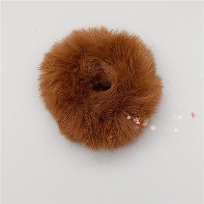 White Faux Fur Scrunchie - Cocoa Jam