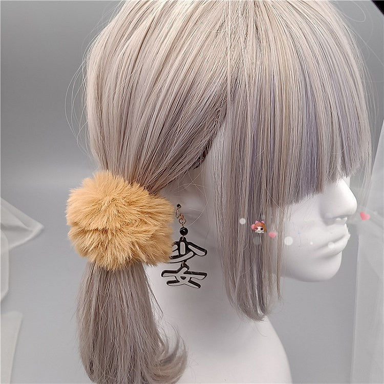 White Faux Fur Scrunchie - Cocoa Jam