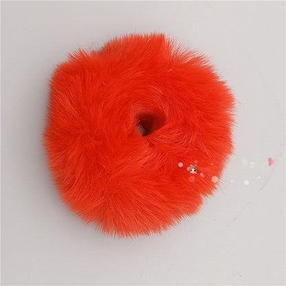 White Faux Fur Scrunchie - Cocoa Jam