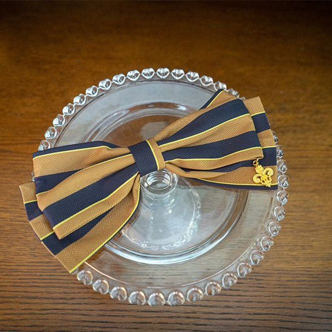 Big Pattern Hairclip Poynt Stripe Manor Bow