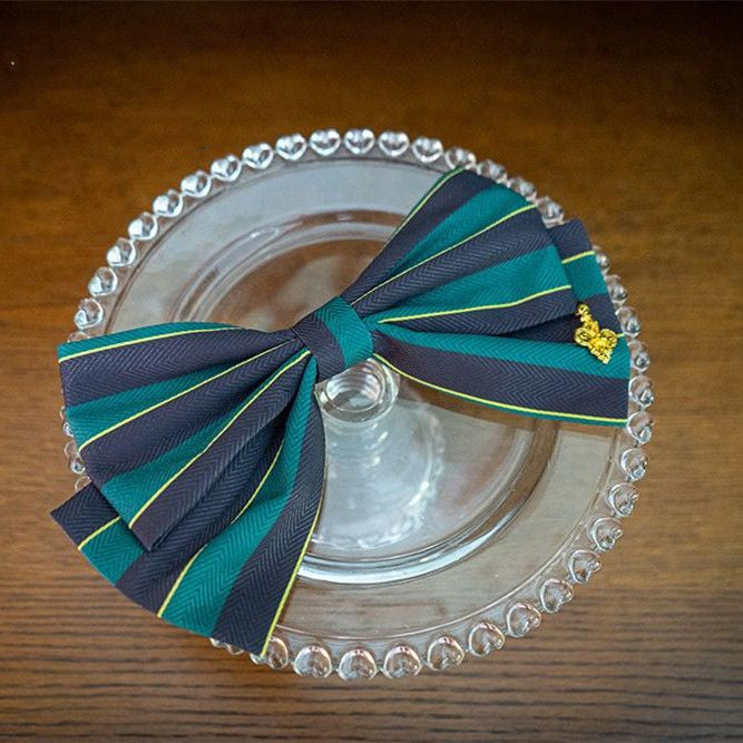 Big Pattern Hairclip Poynt Stripe Manor Bow