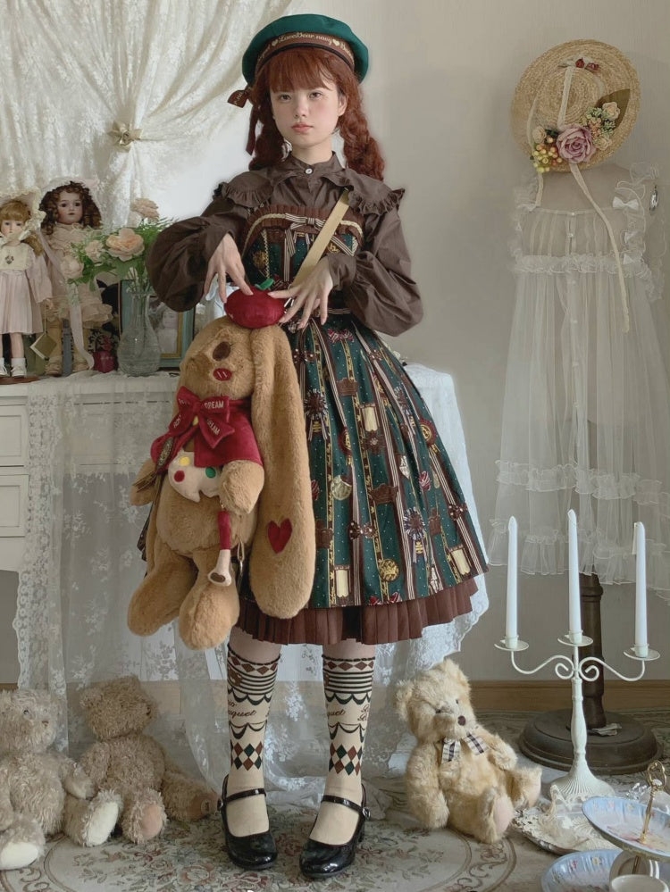 Apple Pie Little Painter Plüschhasentasche, Braun und Rot