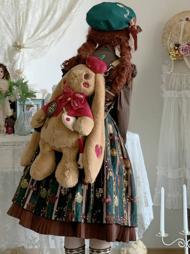 Apple Pie Little Painter Plüschhasentasche, Braun und Rot