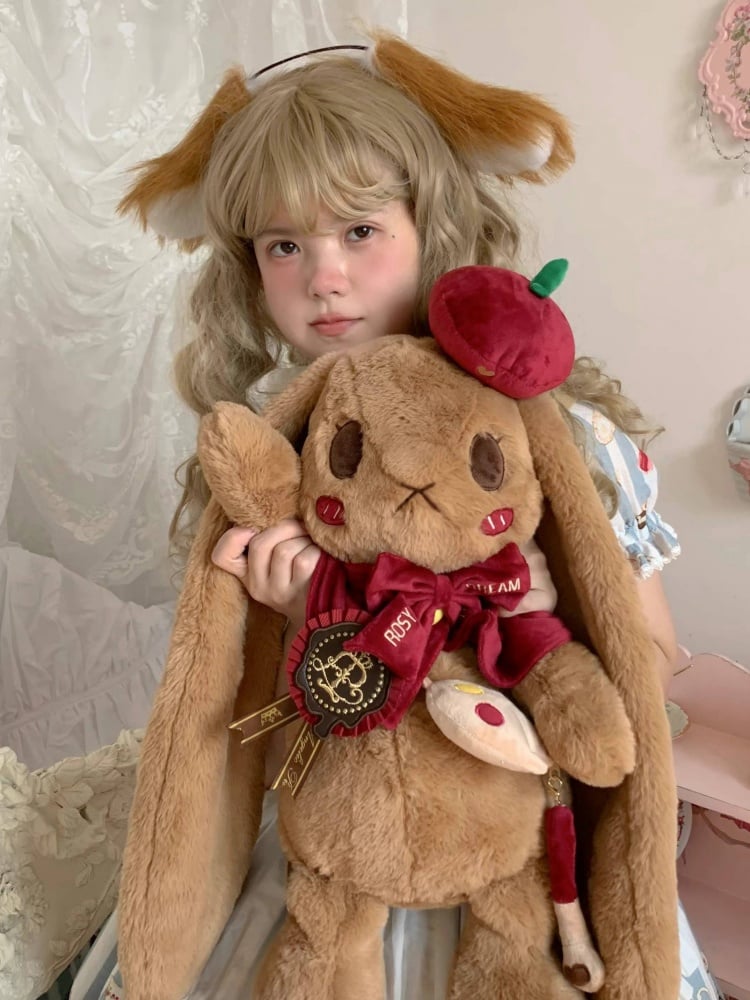 Apple Pie Little Painter Plüschhasentasche, Braun und Rot