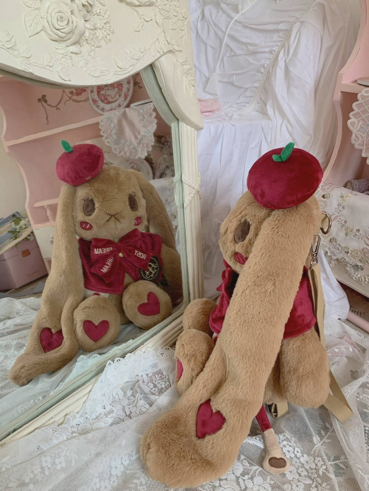 Apple Pie Little Painter Plüschhasentasche, Braun und Rot