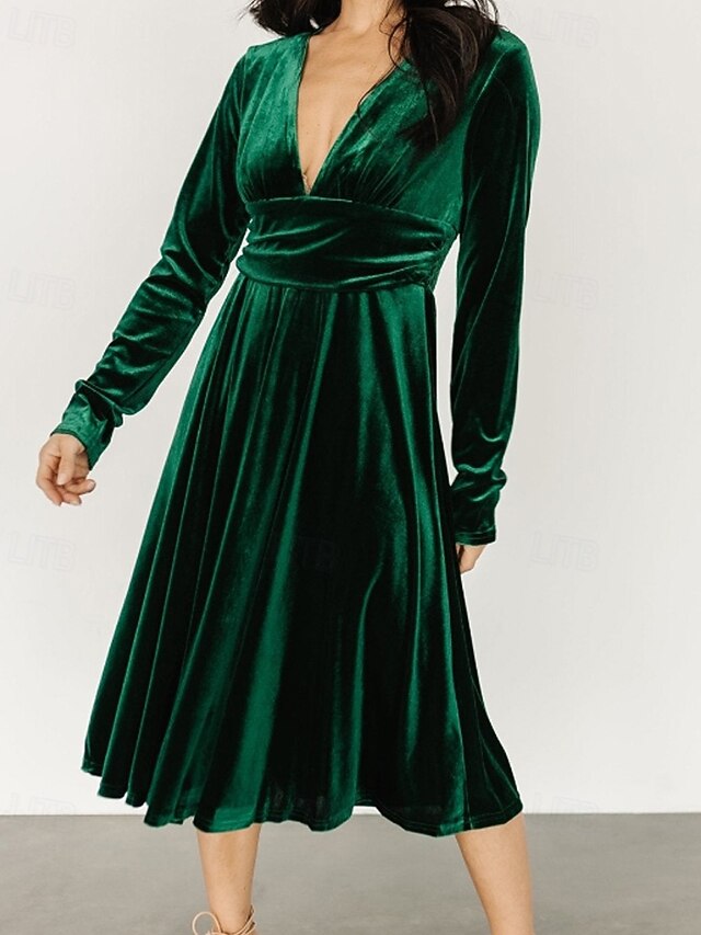 Women's Midi Dress Christmas Dress Velvet Dress Party Dress