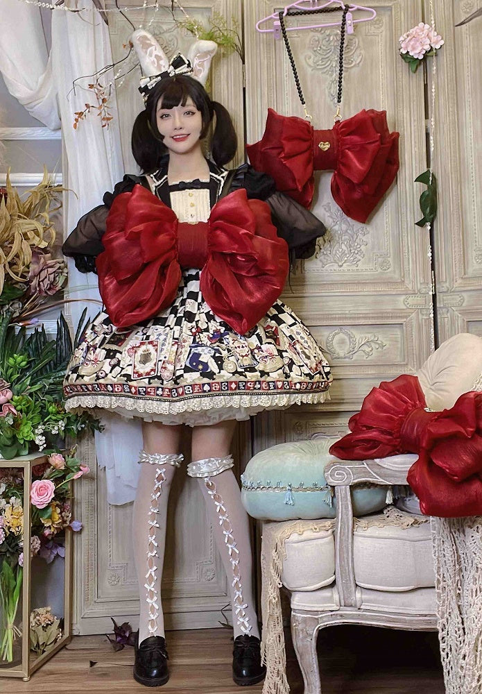 Color Solid Red Bow Backpack Wine Big