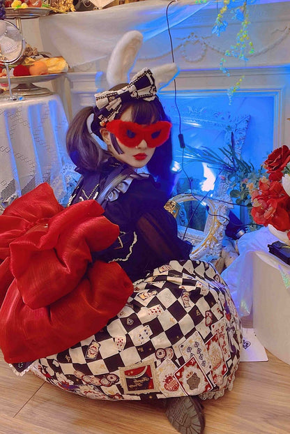 Color Solid Red Bow Backpack Wine Big