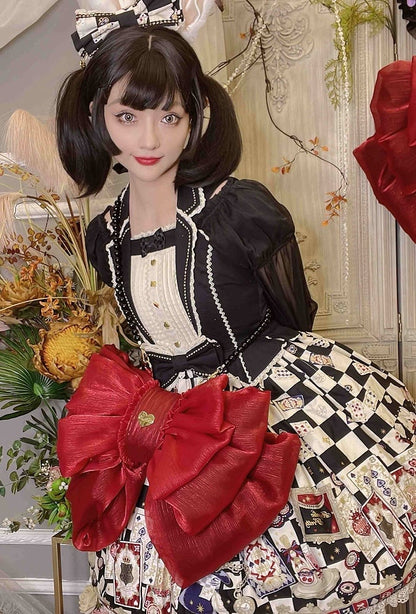 Color Solid Red Bow Backpack Wine Big