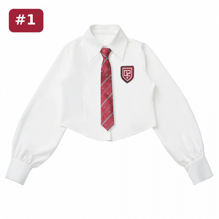 White cropped numeric shirt, style #1