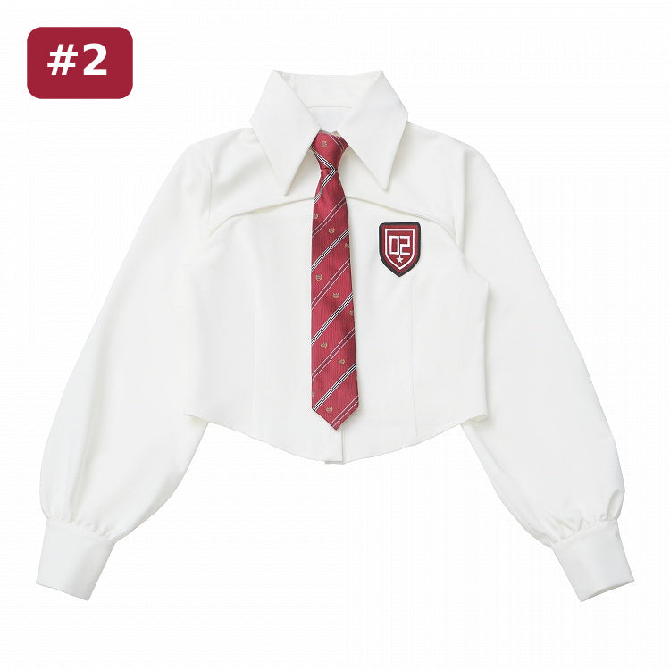 White cutout cropped numeric shirt, style #2