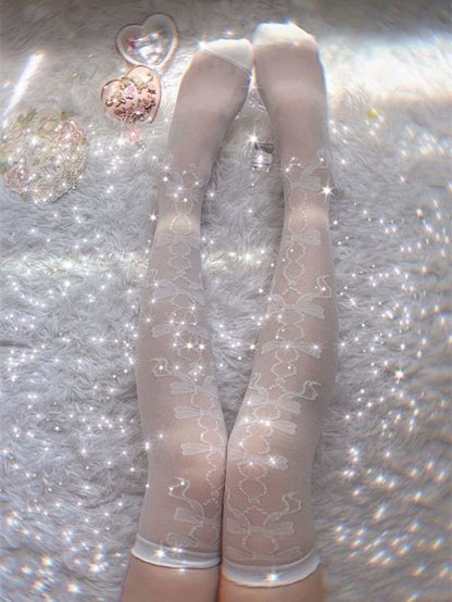 Lolita Overknee-Strümpfe mit Schleife