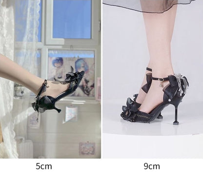 Red Rhinestone High Heels with 5CM/9CM Options - A Sky Rabbit