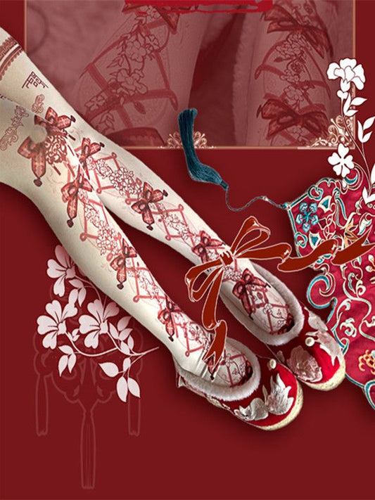 Lolita-Strumpfhose mit Blumenmuster