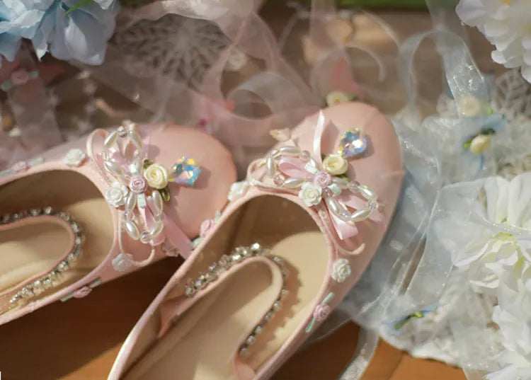 Ribbons Pink with Clearance-Size Design 43 Satin Butterflies Ballerina Roses Flats