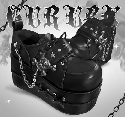 Black Star Hunter Pirates Skull Gothic Platforms