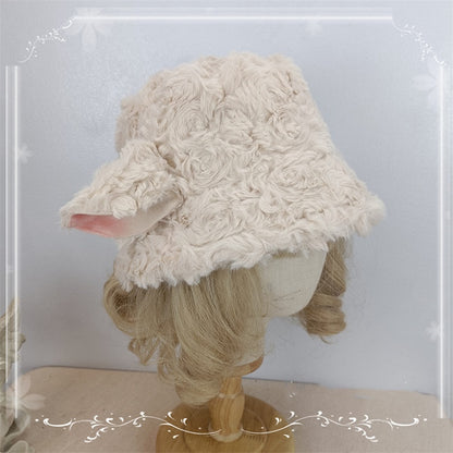 Design Ear Plush Black Milk Hat White Lamb Bucket Tea /