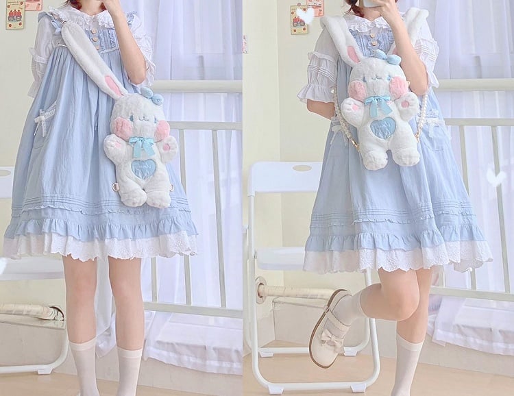 Sac bandoulière en peluche en forme de lapin
