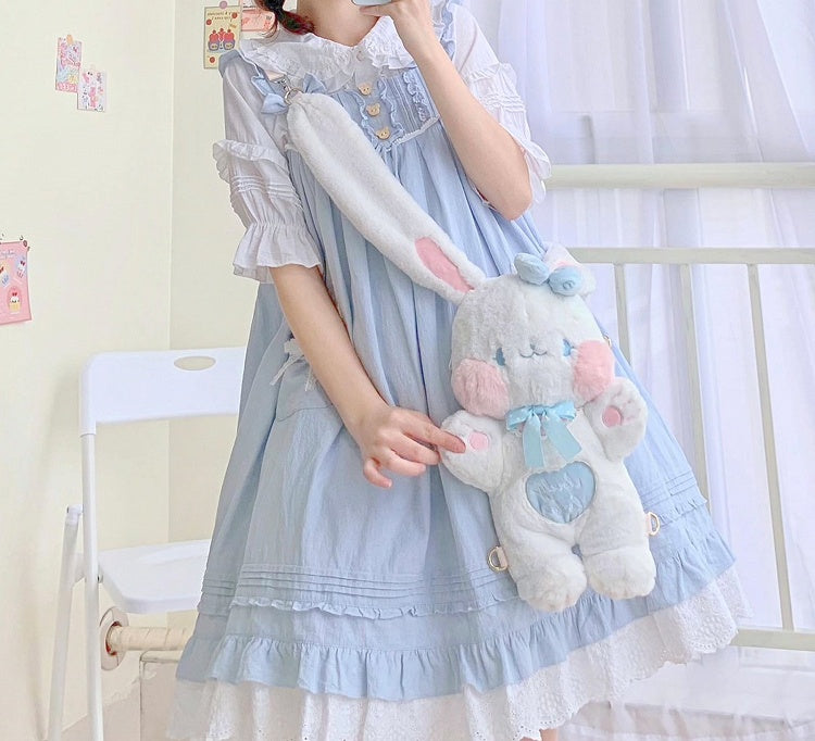 Sac bandoulière en peluche en forme de lapin
