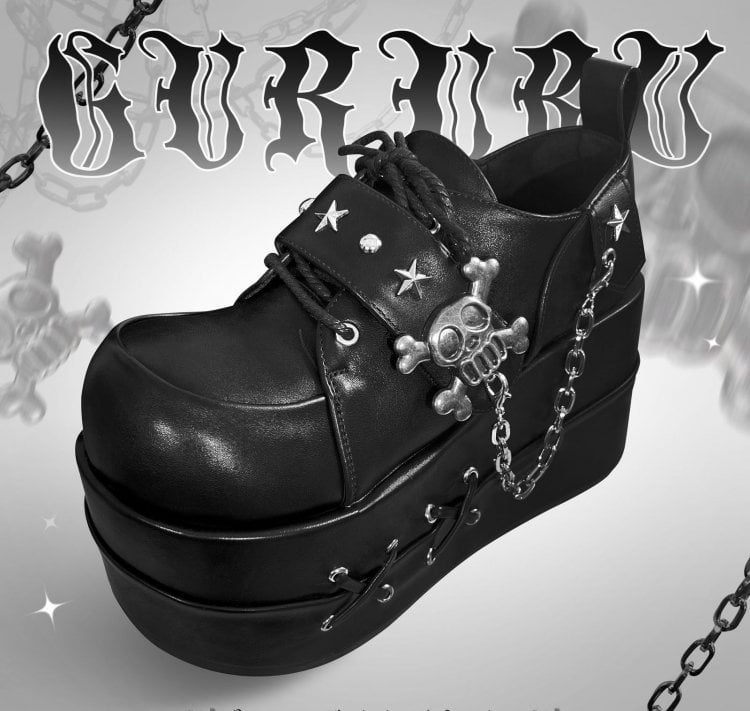 Black Star Hunter Pirates Skull Gothic Platforms