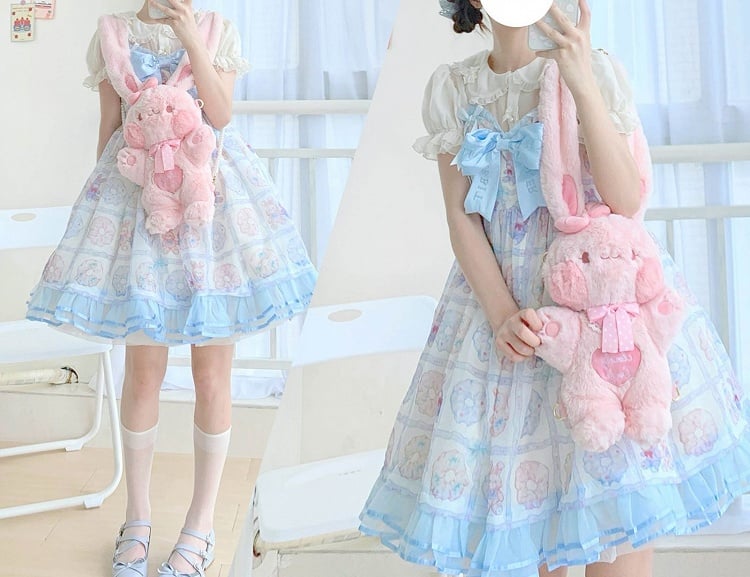 Sac bandoulière en peluche en forme de lapin