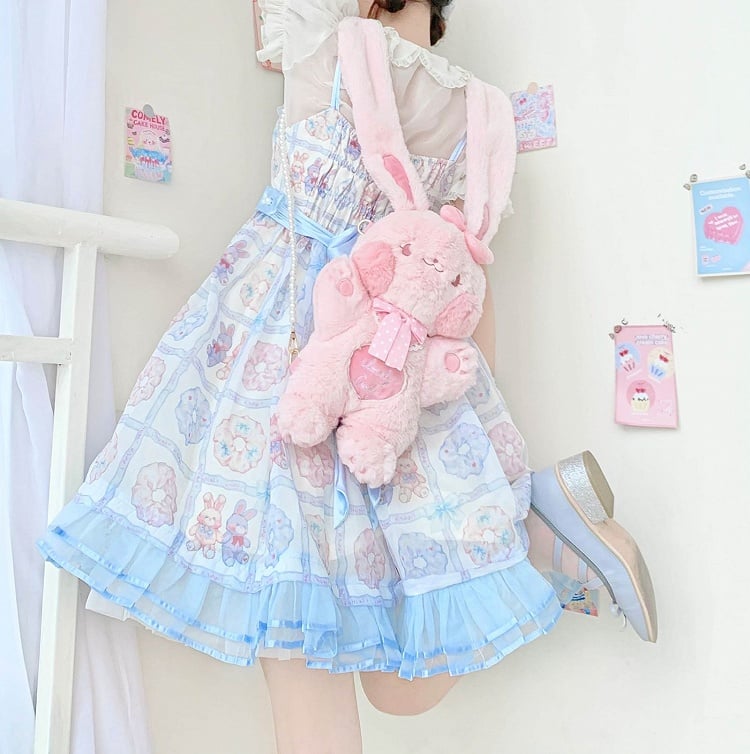 Sac bandoulière en peluche en forme de lapin