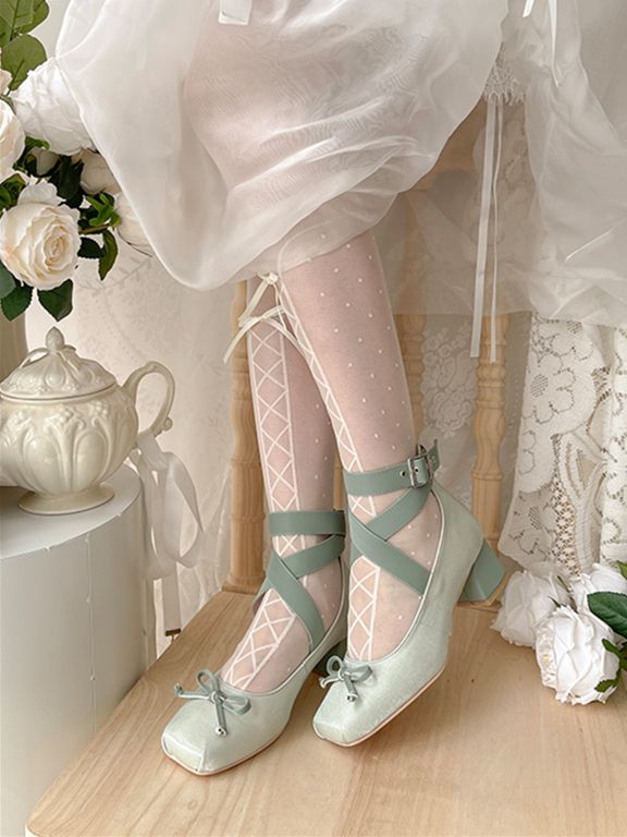 Ankle Elegant Straps Ballet Shoes Green Satin Wraparound