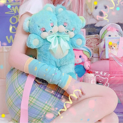 Two Doll Bear Mint Headed Plush Crossbody