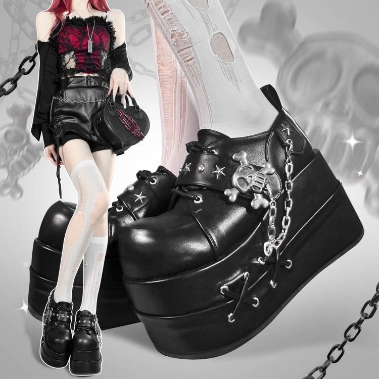Black Star Hunter Pirates Skull Gothic Platforms