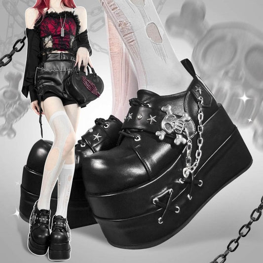 Black Star Hunter Pirates Skull Gothic Platforms