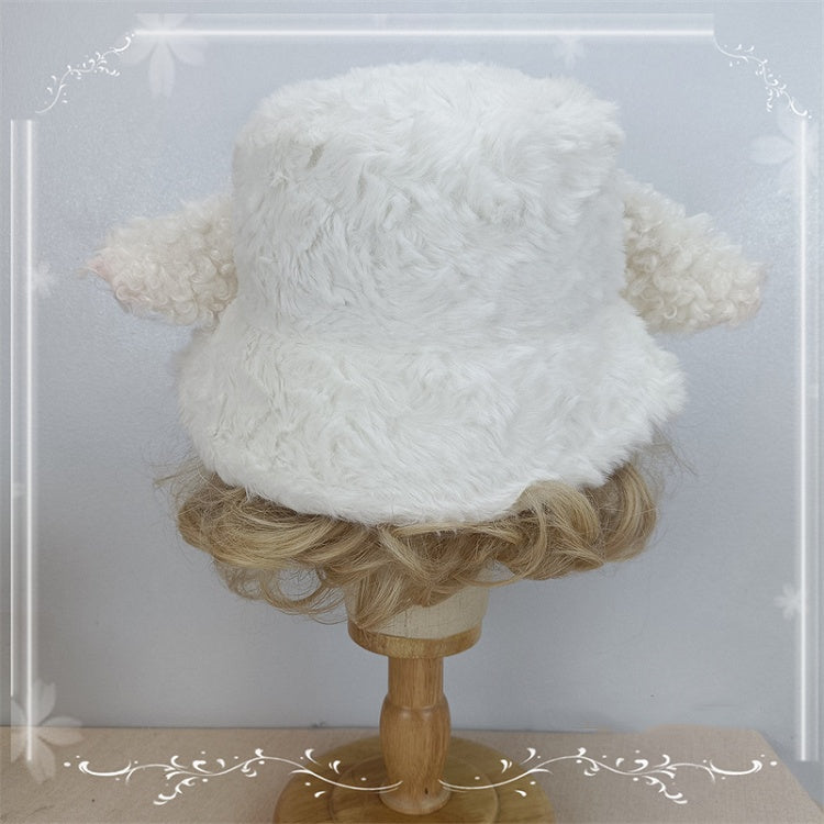 Design Ear Plush Black Milk Hat White Lamb Bucket Tea /