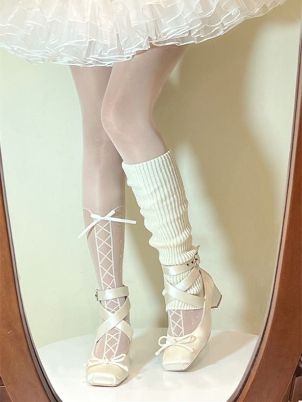 Wickelschuhe Ballett Weiß Elegant Satin Riemchen Knöchel