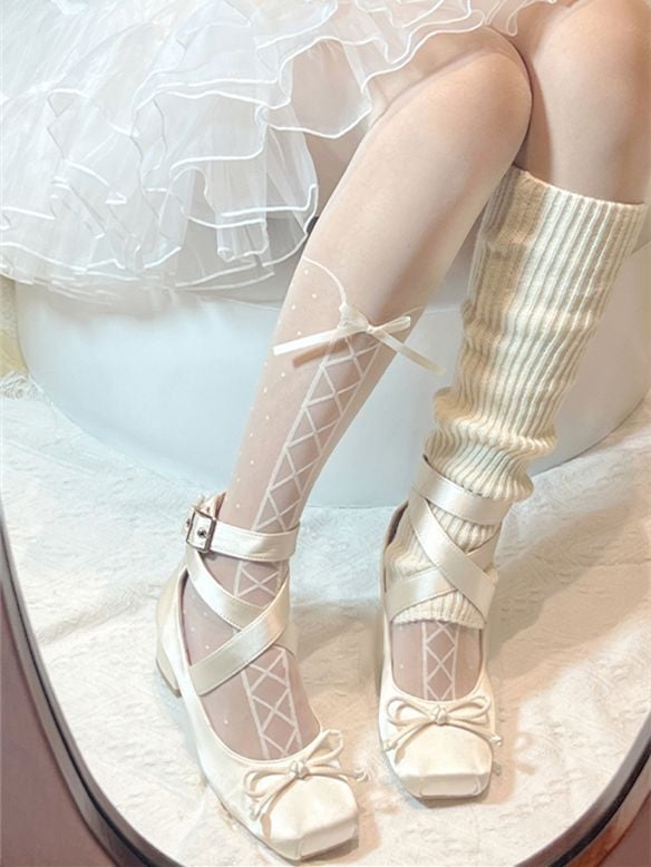 Wraparound Shoes Ballet White Elegant Satin Straps Ankle
