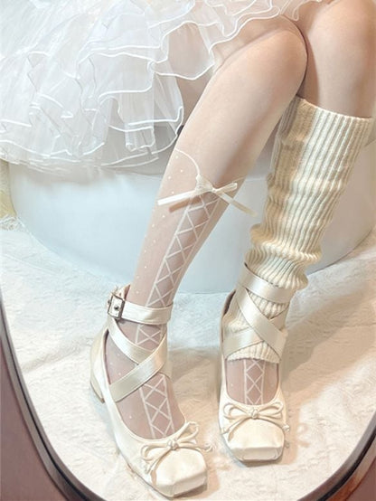 Wraparound Shoes Ballet White Elegant Satin Straps Ankle
