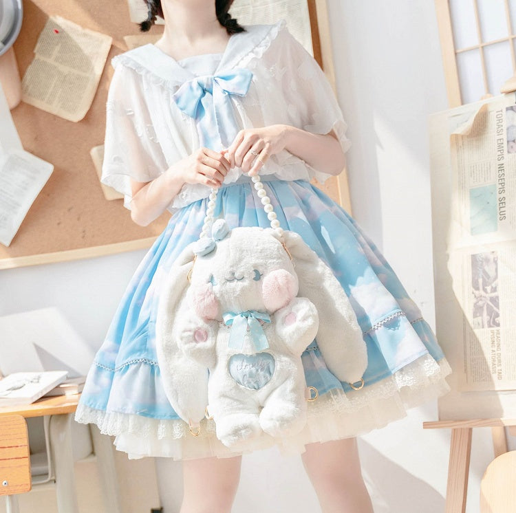 Sac bandoulière en peluche en forme de lapin