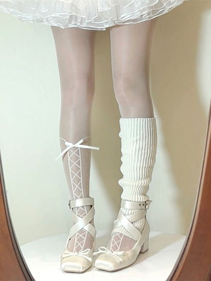 Wraparound Shoes Ballet White Elegant Satin Straps Ankle