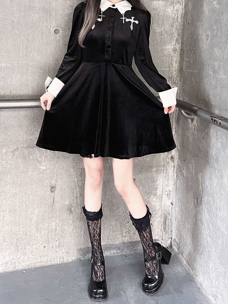 Ausverkaufsgröße Kragen Kreuz Samt Fledermaus für Kleid Punk Design M 93CM Flügelförmige Büste