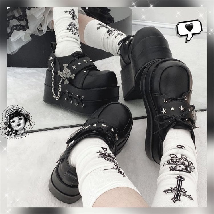 Black Star Hunter Pirates Skull Gothic Platforms