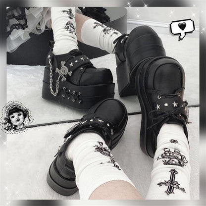 Black Star Hunter Pirates Skull Gothic Platforms