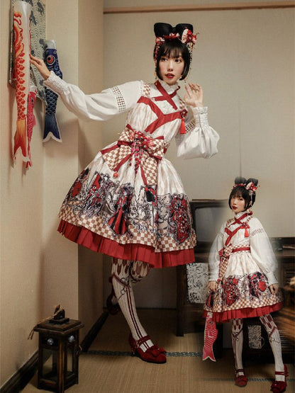 Lolita-Strumpfhose mit Schleifen und Kirschblüten