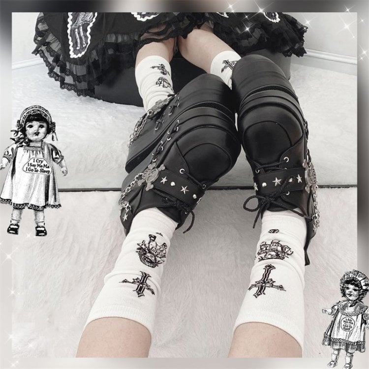 Black Star Hunter Pirates Skull Gothic Platforms