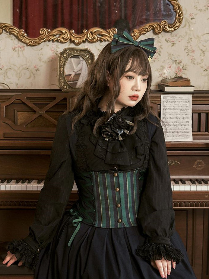 Big Pattern Hairclip Poynt Stripe Manor Bow