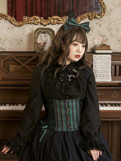 Big Pattern Hairclip Poynt Stripe Manor Bow