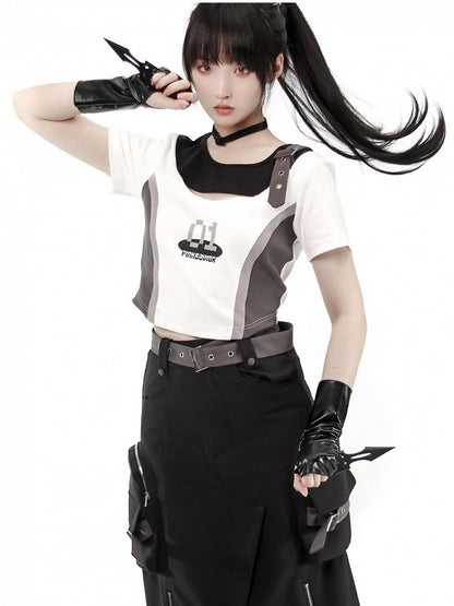 Cutout Colorblock Techwear Chest T-shirt Design