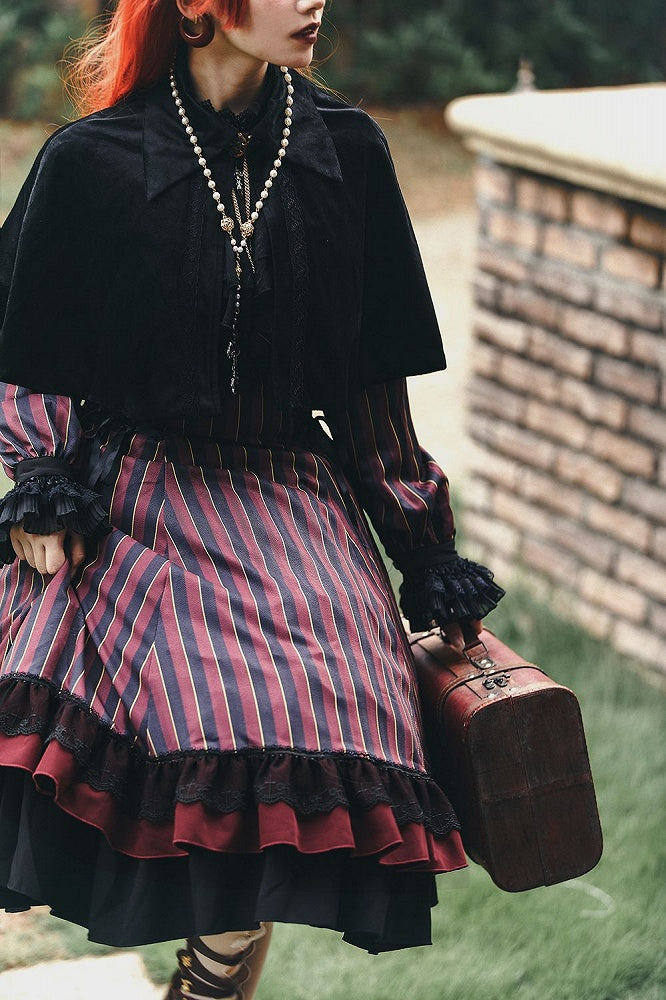 Eleganter Umhang Herbstkragen Turn-Down Lolita Kurzer Samt mit