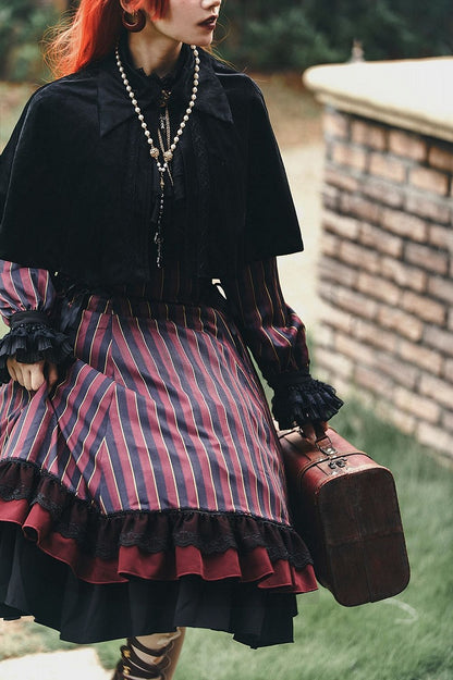 Elegant Cape Autumn Collar Turn-Down Lolita Short Velvet with