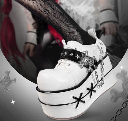 Black and White Star Hunter Pirates Skull Gothic Platforms