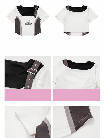 Cutout Colorblock Techwear Chest T-shirt Design