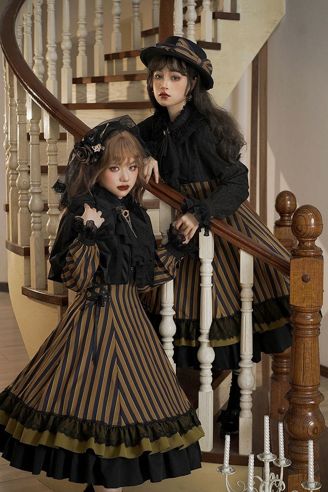 Corset Available Colors High-Waist 4 Skirt Gothic Striped – Lolita