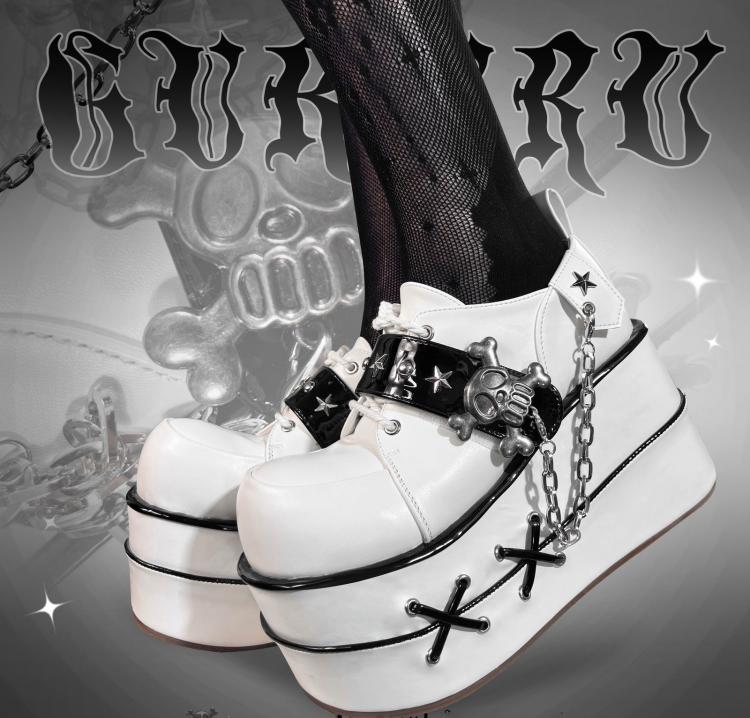 Black and White Star Hunter Pirates Skull Gothic Platforms